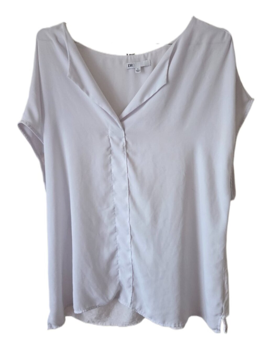 DR2 White Short Sleeve Relaxed Fit Blouse